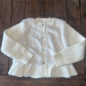 NWOT Mayoral Fur Ruffle Peplum Cardigan